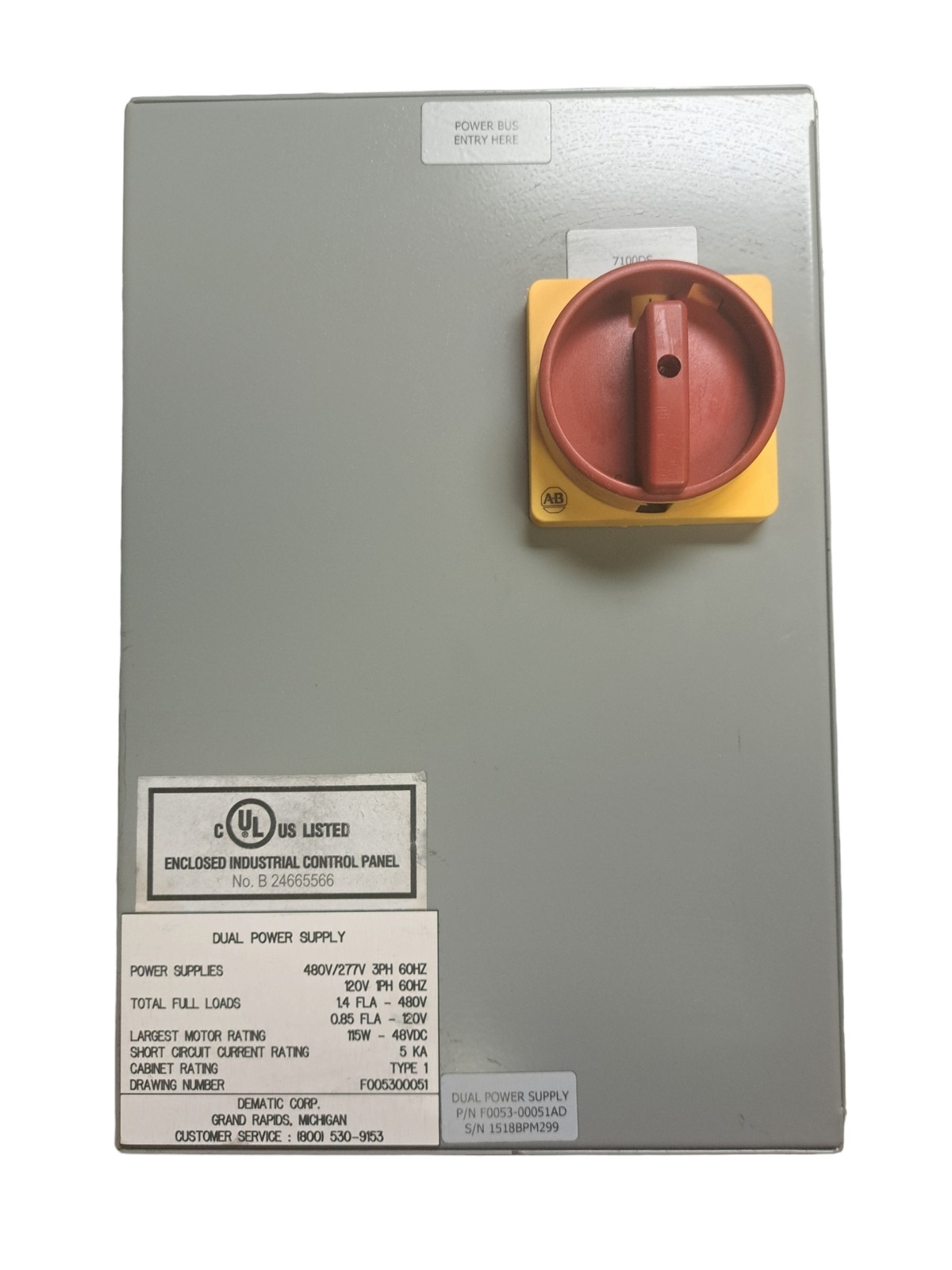 Dematic, F0053-00051, REV AD, DUAL, POWER SUPPLY, ENCLOSURE - NEW NO BOX Dematic, F0053-00051, REV AD, DUAL, POWER SUPPLY, ENCLOSURE - NEW NO BOX