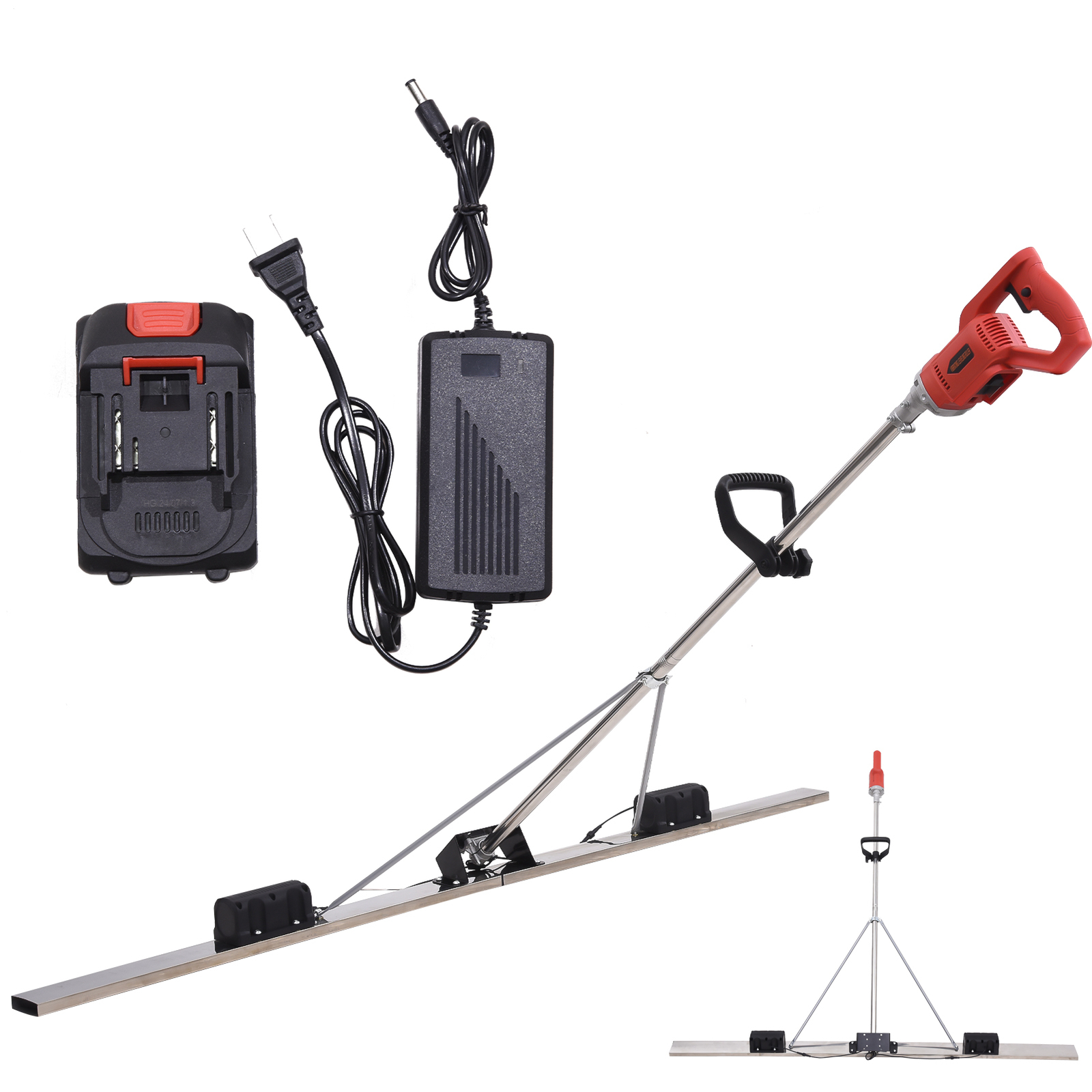 12V Cordless Concrete Vibrator Surface Power Trowel Electric Wet Cement Screed-- 12V Cordless Concrete Vibrator Surface Power Trowel Electric Wet Cement Screed--