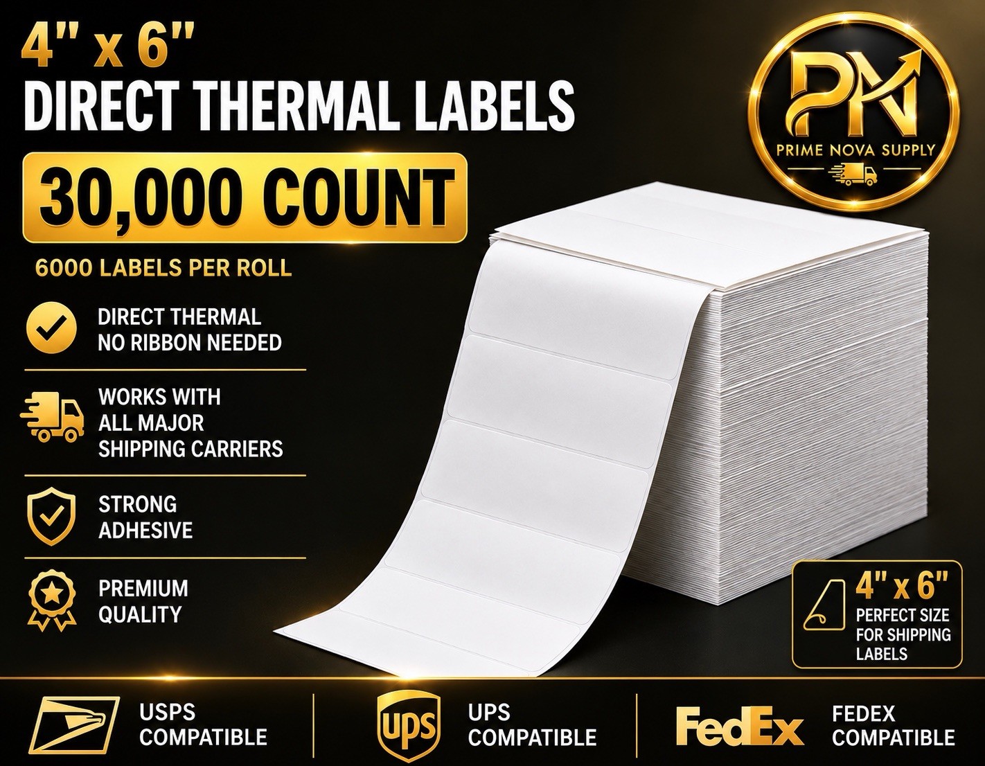 30,000 Blank 4 x 6 Direct Thermal Fanfold Peel & Stick UPS Shipping Labels Bulk 30,000 Blank 4 x 6 Direct Thermal Fanfold Peel & Stick UPS Shipping Labels Bulk