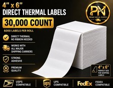 30,000 Blank 4 x 6 Direct Thermal Fanfold Peel & Stick UPS Shipping Labels Bulk  picture