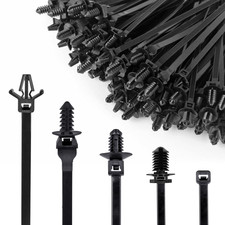 160Pcs Nylon Universal Cable Tie Buckle Zip Clips Automotive Black picture