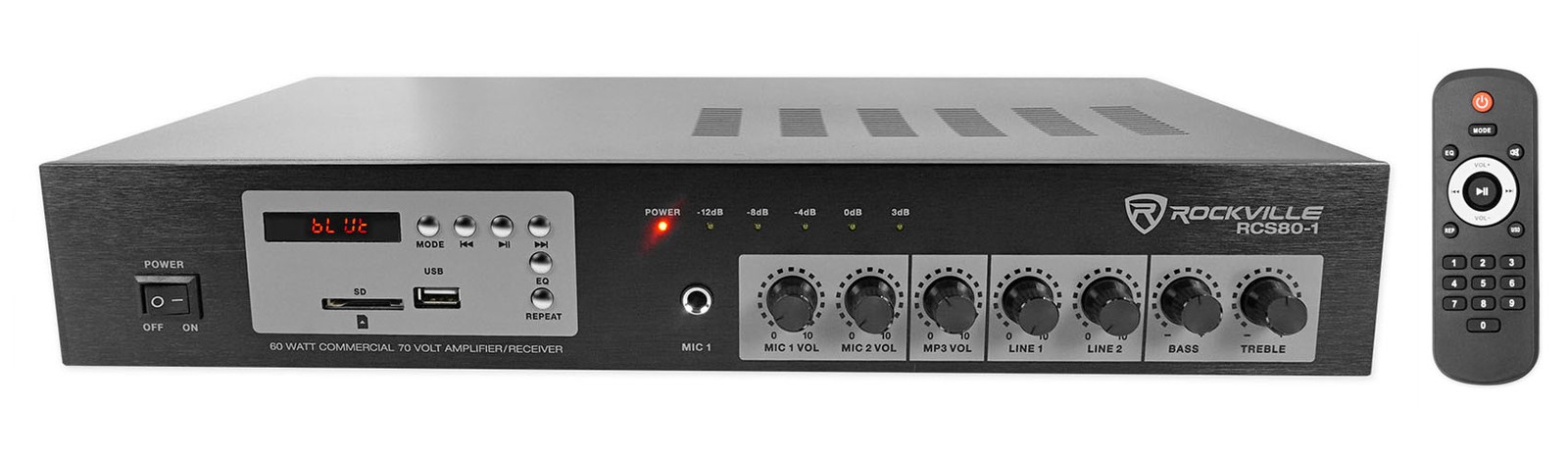 Rockville RCS80-1 60 Watt 70v Commercial/Restaurant Amplifier/Bluetooth Receiver Rockville RCS80-1 60 Watt 70v Commercial/Restaurant Amplifier/Bluetooth Receiver