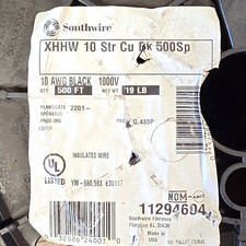 Southwire XHHW 10 AWG Stranded Copper Wire Black 500 ft 1000V picture