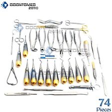 GERMAN 74 PC ORAL DENTAL SURGERY EXTRACTING ELEVATORS FORCEPS INSTRUMENT KIT SET picture