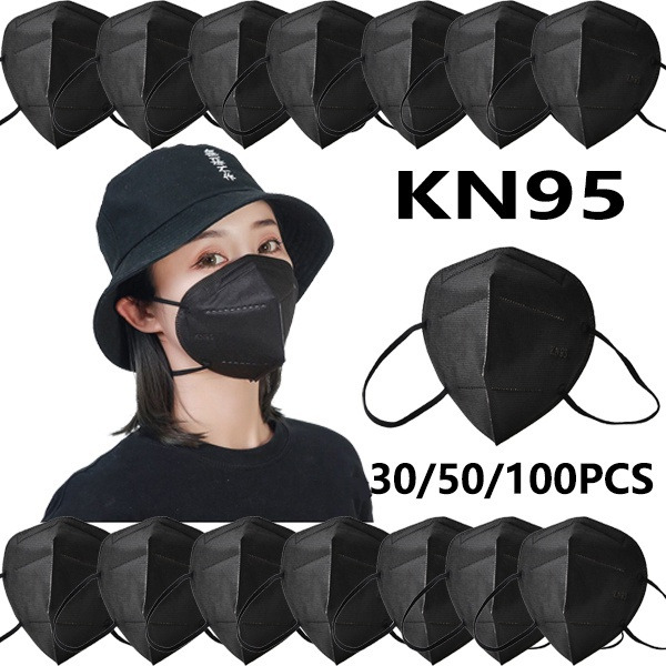 Black Color KN95 Protective 5 Layer Face Mask Disposable Respirator BFE 95%