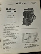 Lauson MODEL 55AB 600 700 AIR COOLED 2 HP ENGINE SPECS PARTS CATALOG 1956 picture