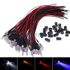 10-100Pcs 3mm 5mm Pre Wired LED + Holder DC9-12V Diffused Lights Emitting Diodes picture