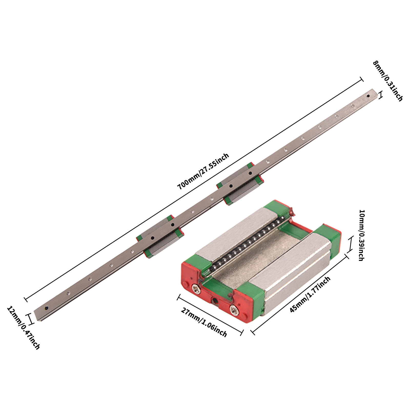 NEW Linear Rail Guide MGN12 450-1000mm Shaft Rod + MGN12H Bearing Slide Block NEW Linear Rail Guide MGN12 450-1000mm Shaft Rod + MGN12H Bearing Slide Block