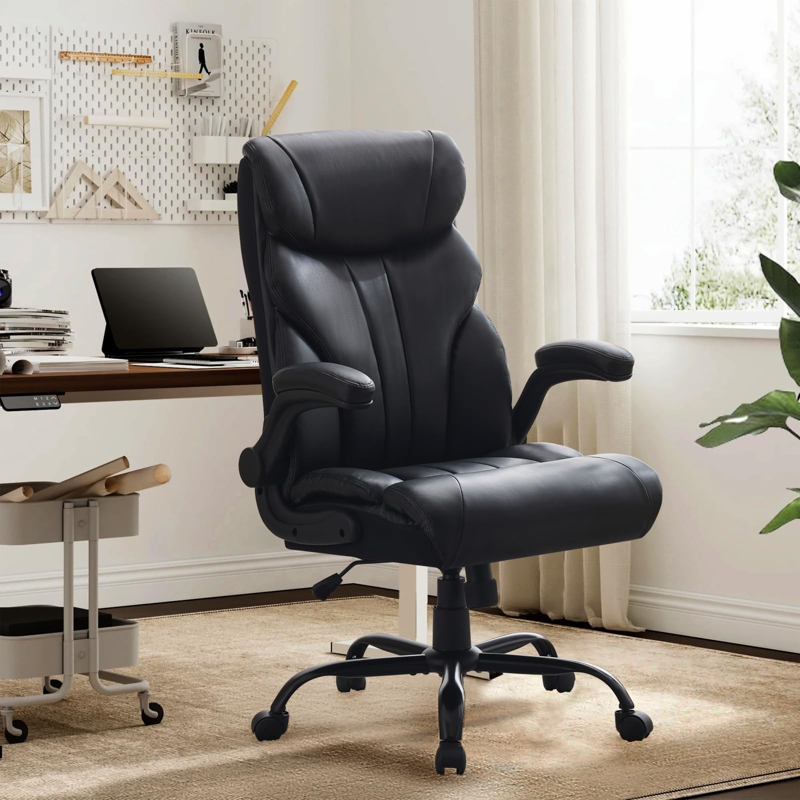500lbs Big and Tall Office Chair with Footrest Wide Ergonomic Computer Chair