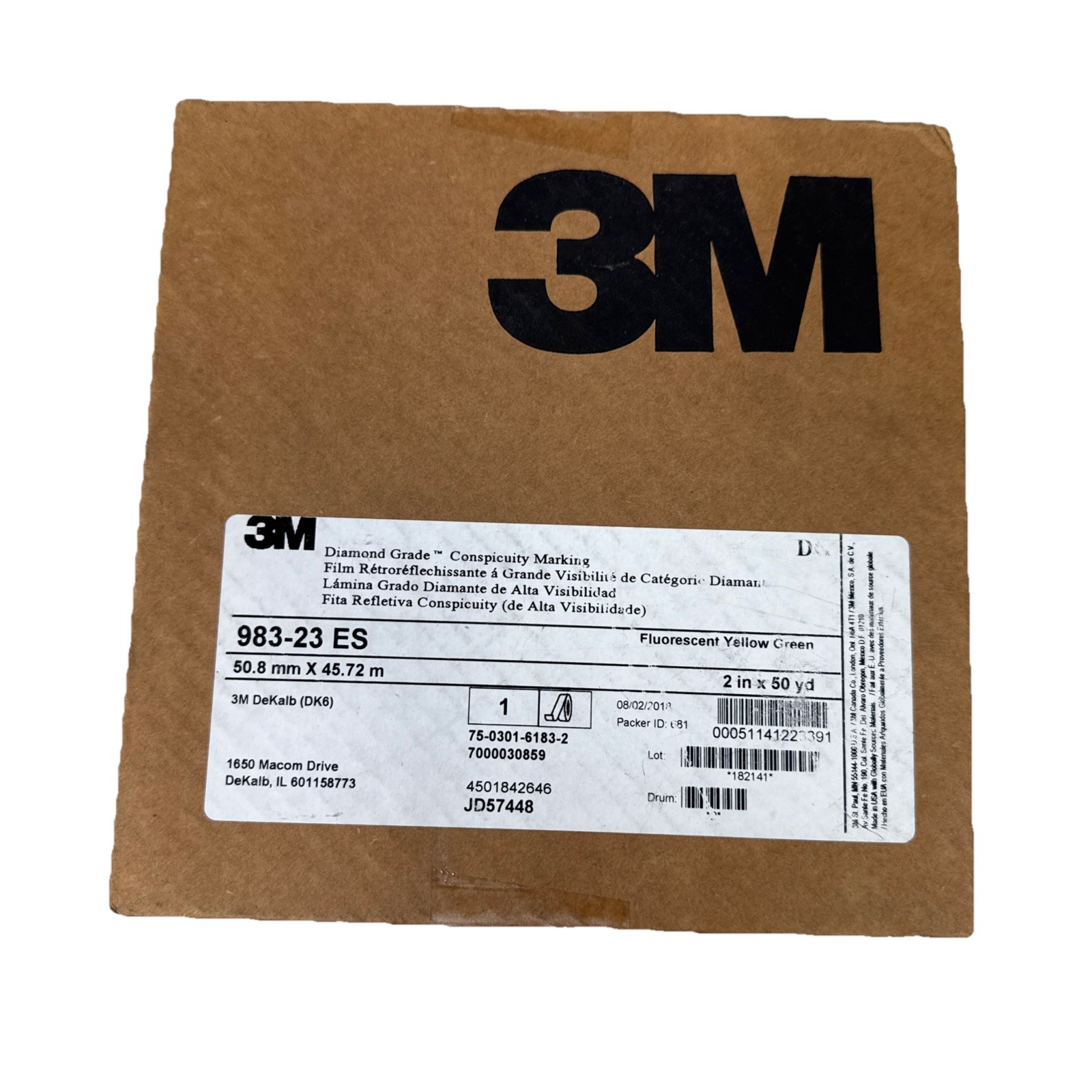 3M Diamond Grade Conspicuity Marking Tape 983-23 Yellow, 2 In x 50 yd