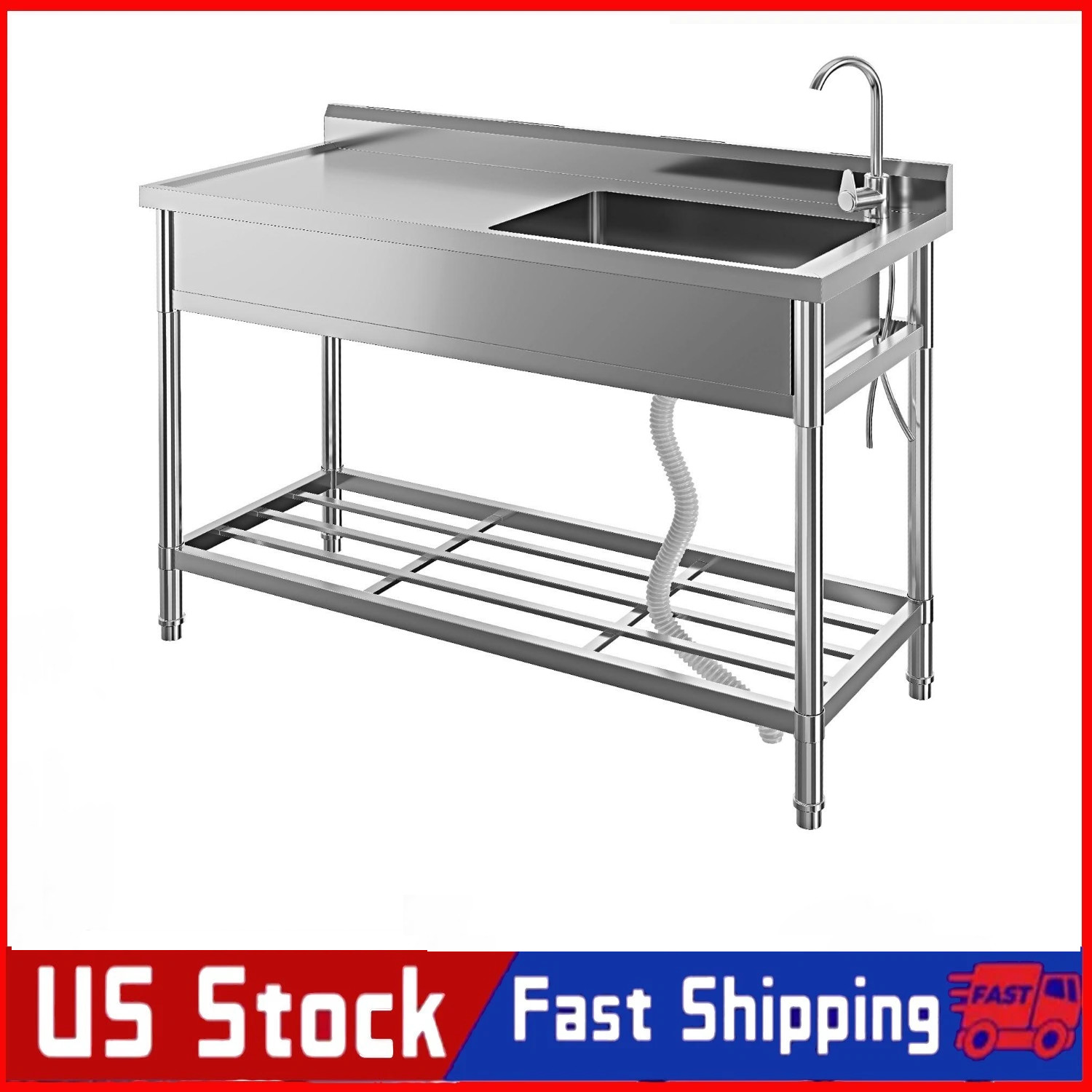 47 in Stainless Steel Utility Sink, Free Standing Kitchen Sink Single Bowl Sinks 47 in Stainless Steel Utility Sink, Free Standing Kitchen Sink Single Bowl Sinks