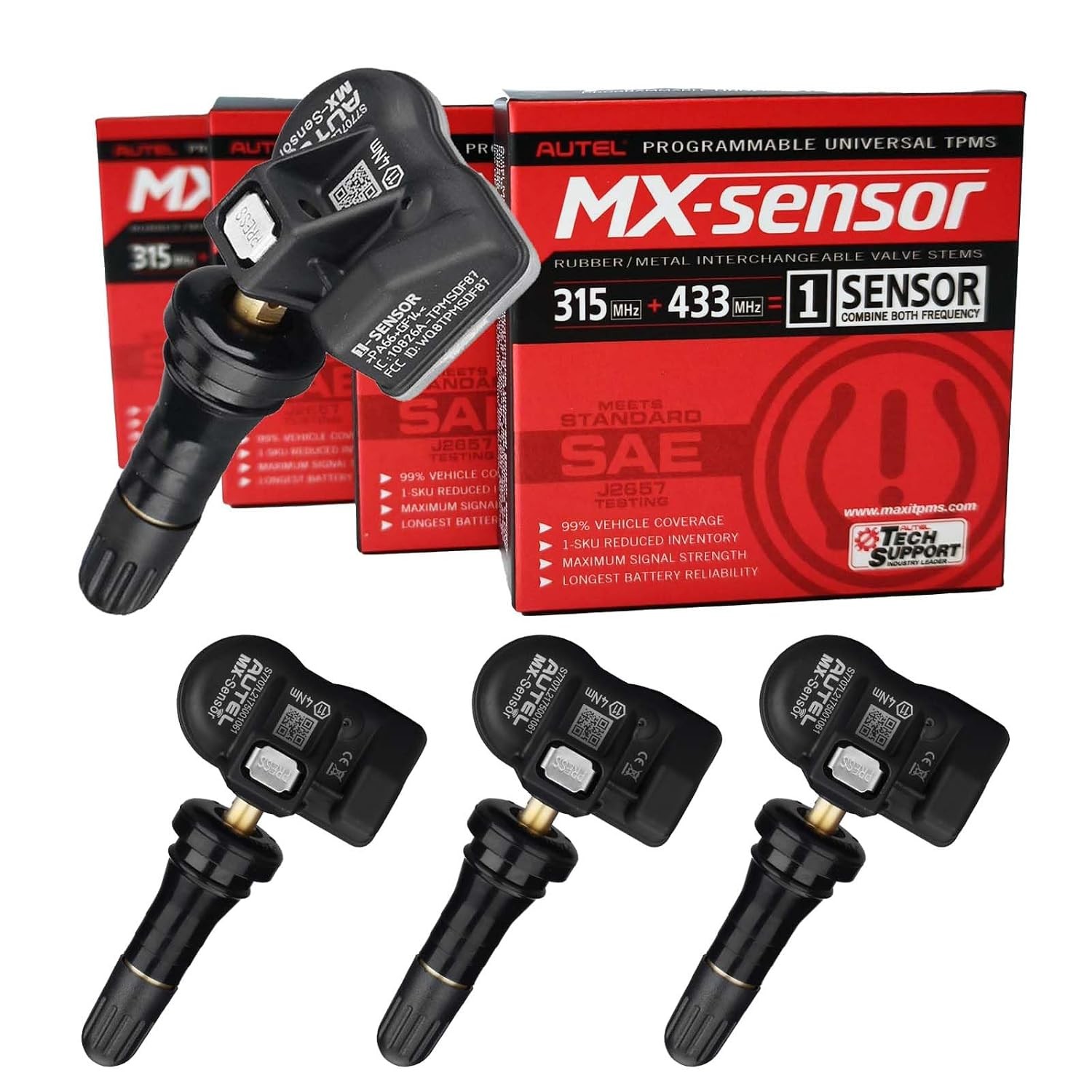 Autel 4PCS Rubber MaxiTPMS 315MHz/433MHz Tire Pressure Sensors for Cars Autel 4PCS Rubber MaxiTPMS 315MHz/433MHz Tire Pressure Sensors for Cars