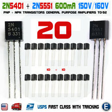 20pcs 10 x 2N5401 10 x 2N5551 Pairs Transistors NPN PNP TO-92 USA Seller picture