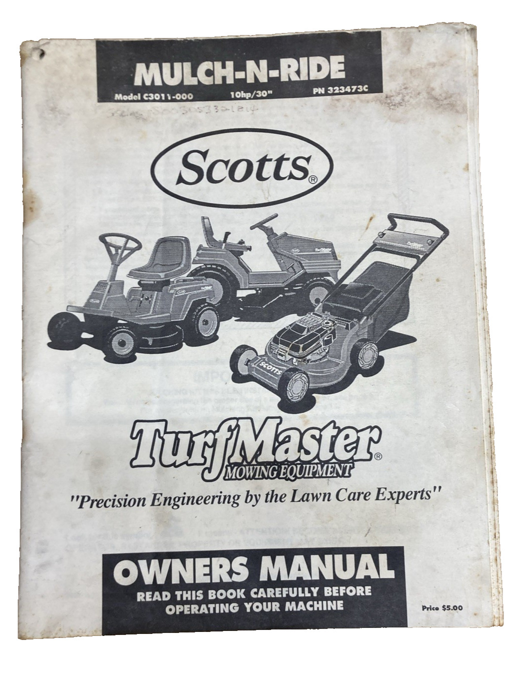 Owners Manual for Scotts 10 hp Rear Engine 30