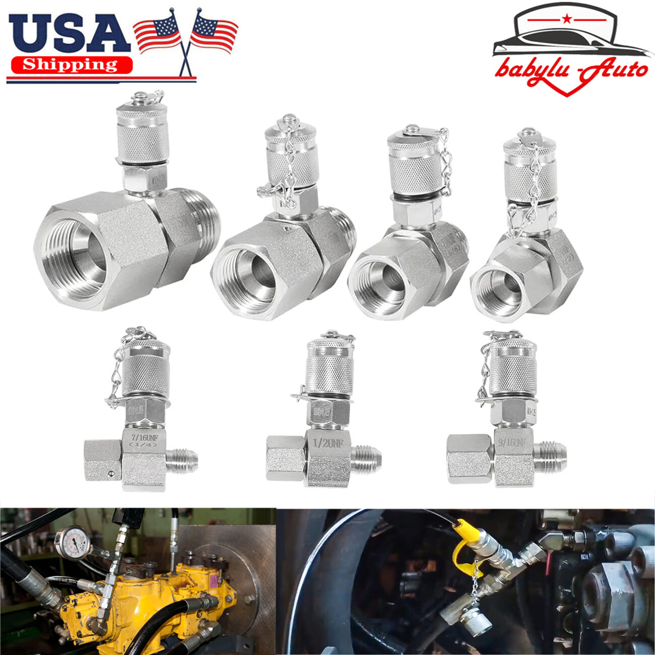 7Pack Hydraulic Swivel Run Tees Kit (SAE JIC-37°) Test Coupling Connector Set 7Pack Hydraulic Swivel Run Tees Kit (SAE JIC-37°) Test Coupling Connector Set
