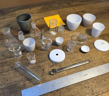 ANTIQUE Miniature Micro Chemistry Lab Lot PYREX Vycor COORS Porcelain Glassware picture