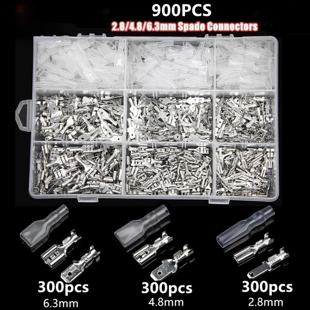 900PCS Male Female Spade Connector Kit Electrical Crimp Terminals Assortment US 900PCS Male Female Spade Connector Kit Electrical Crimp Terminals Assortment US