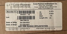 Cole Parmer Tubing 0.375'' ID 0.625'' OD 25 feet 06422-16 Brand New - 2027 Exp picture