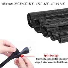 Braided Split Sleeving Wire Loom Tubing Cable insulated Sleeve Cord Protector picture