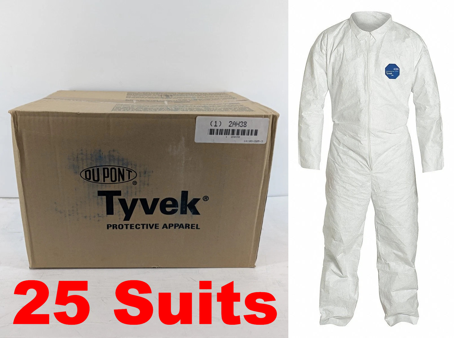 DuPont Tyvek 400 TY120S LARGE Collared Disposable Suit Coveralls | 25 Suits New