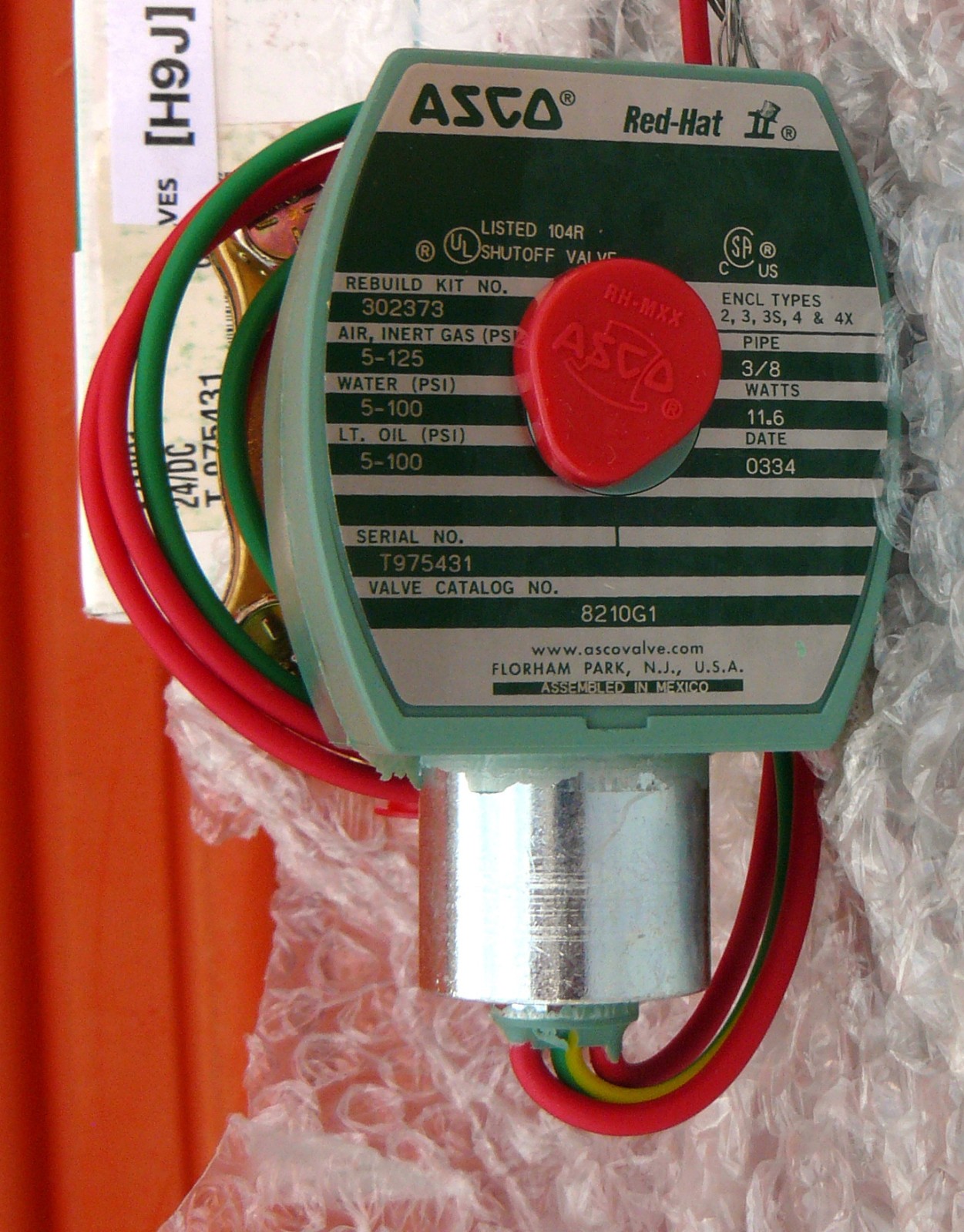 ASCO Red Hat II Solenoid Valve 8210G1 3/8