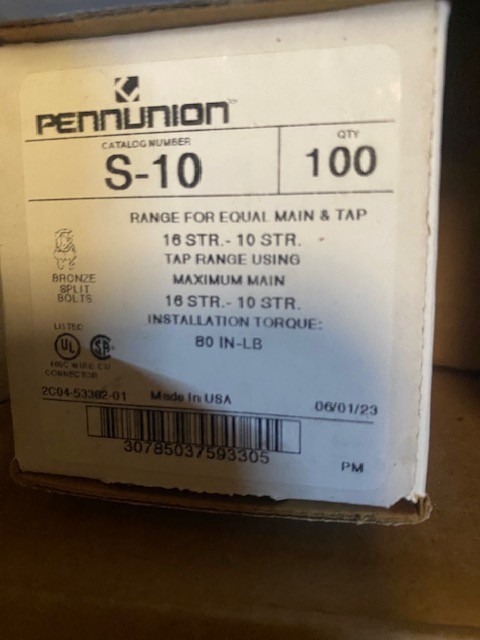 (100 PACK) Penn-Union NSB S-10 Lugs