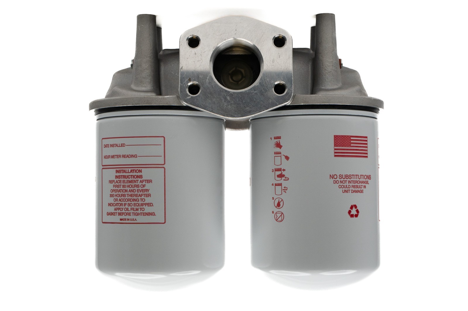Double Spin On Hydraulic Filter Assembly 10 Micron 150 PSI 100 GPM Lenz