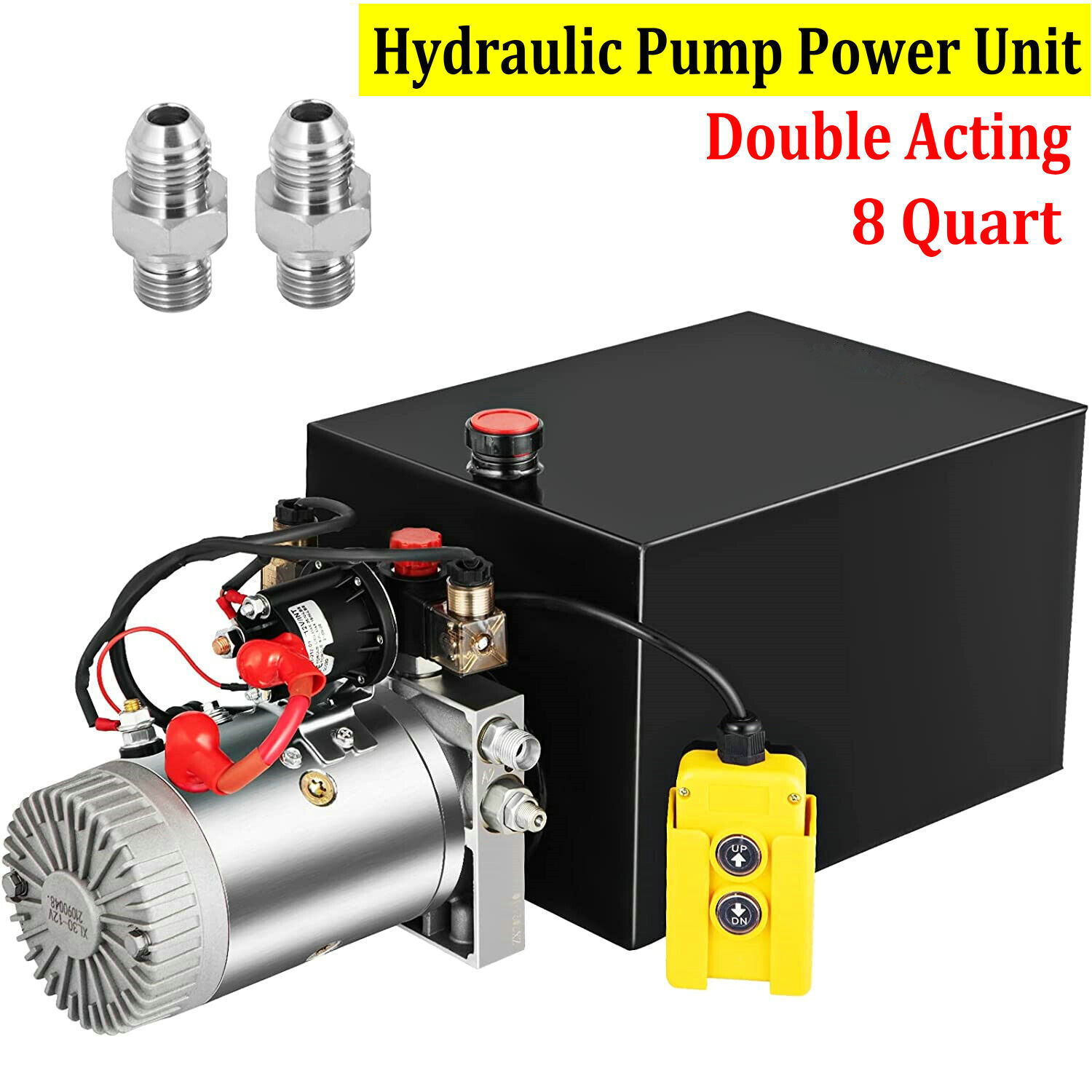 8 Quart Double Acting Hydraulic Pump 12V DC Dump Trailer Control Kit Power Unit 8 Quart Double Acting Hydraulic Pump 12V DC Dump Trailer Control Kit Power Unit