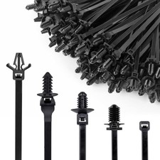 160Pcs Nylon Universal Cable Tie Buckle Zip Tie Clips Automotive Rivet Push Moun picture
