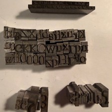 Vintage Metal Letterpress Type Lot of 55 Printer’s Blocks Movable Type picture