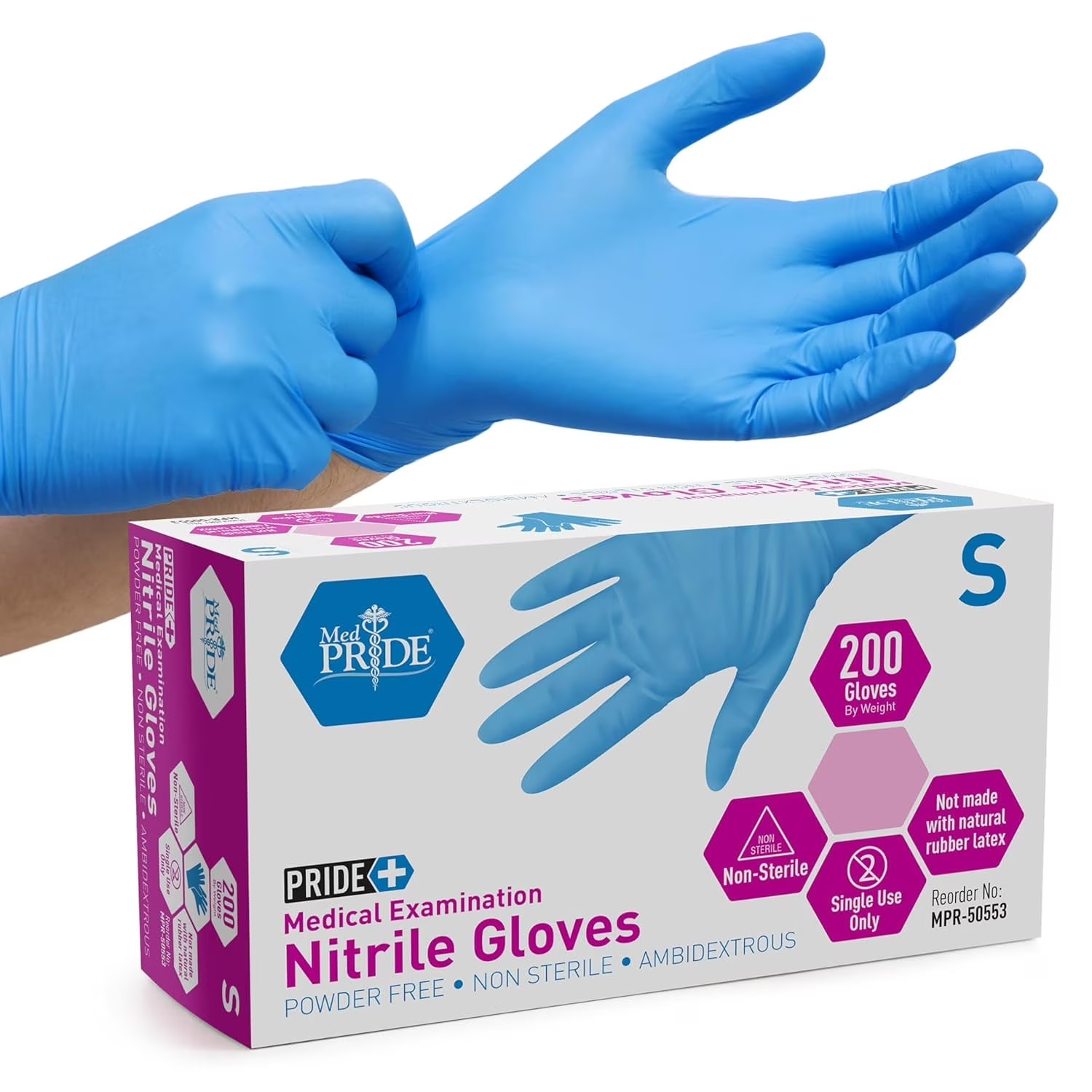 MED PRIDE Blue Nitrile Gloves Medical Exam Disposable Powder & Latex-Free 400ct MED PRIDE Blue Nitrile Gloves Medical Exam Disposable Powder & Latex-Free 400ct