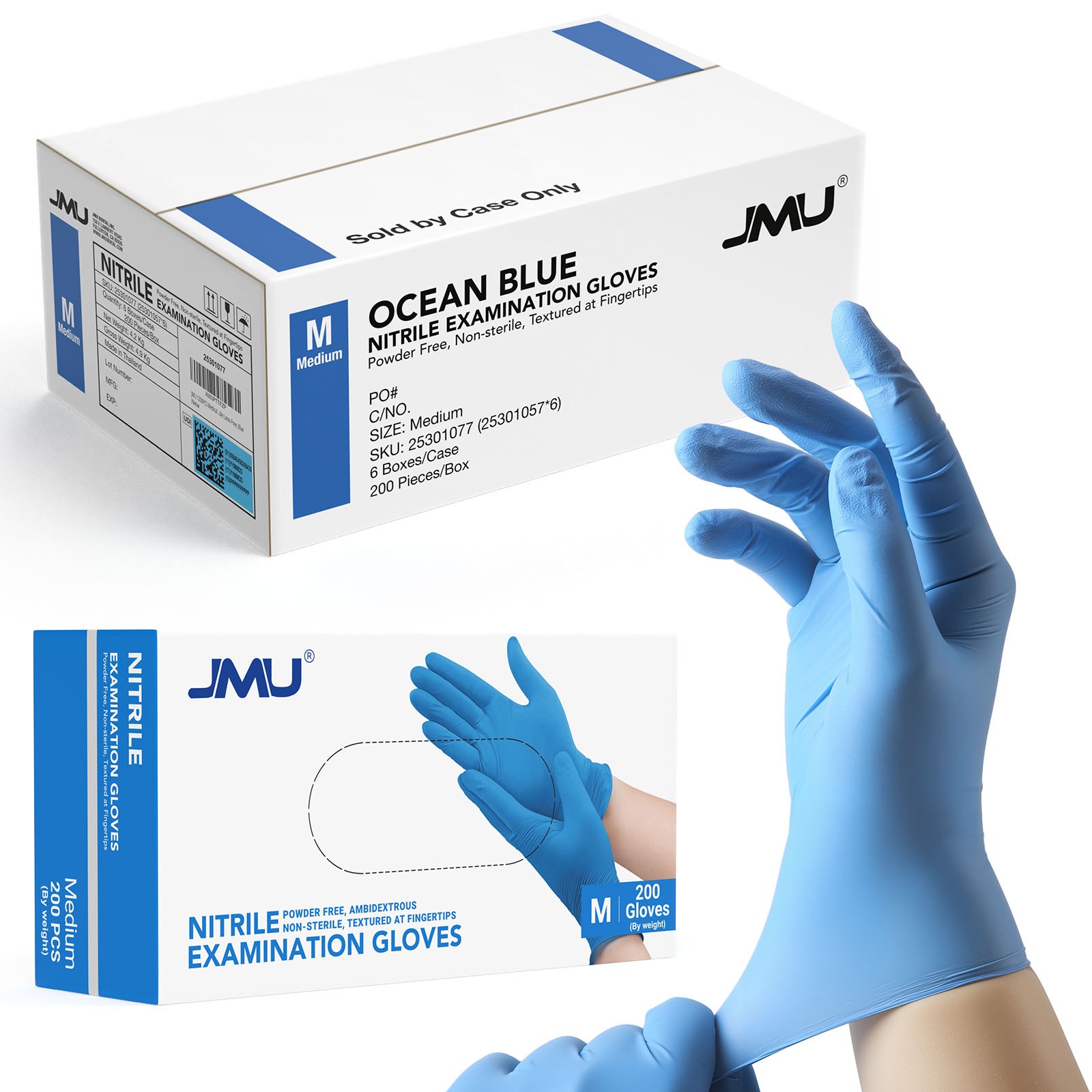 2000/case JMU Nitrile Gloves Disposable Medical Exam Ocean Blue Gloves XS/S/M/L 2000/case JMU Nitrile Gloves Disposable Medical Exam Ocean Blue Gloves XS/S/M/L