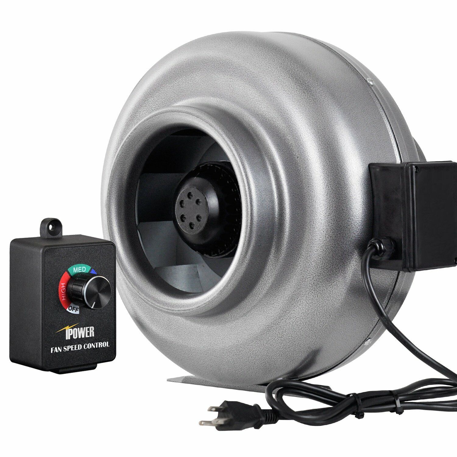 iPower 8 Inch 750CFM Duct Inline Fan HVAC Exhaust Blower & Speed Controller