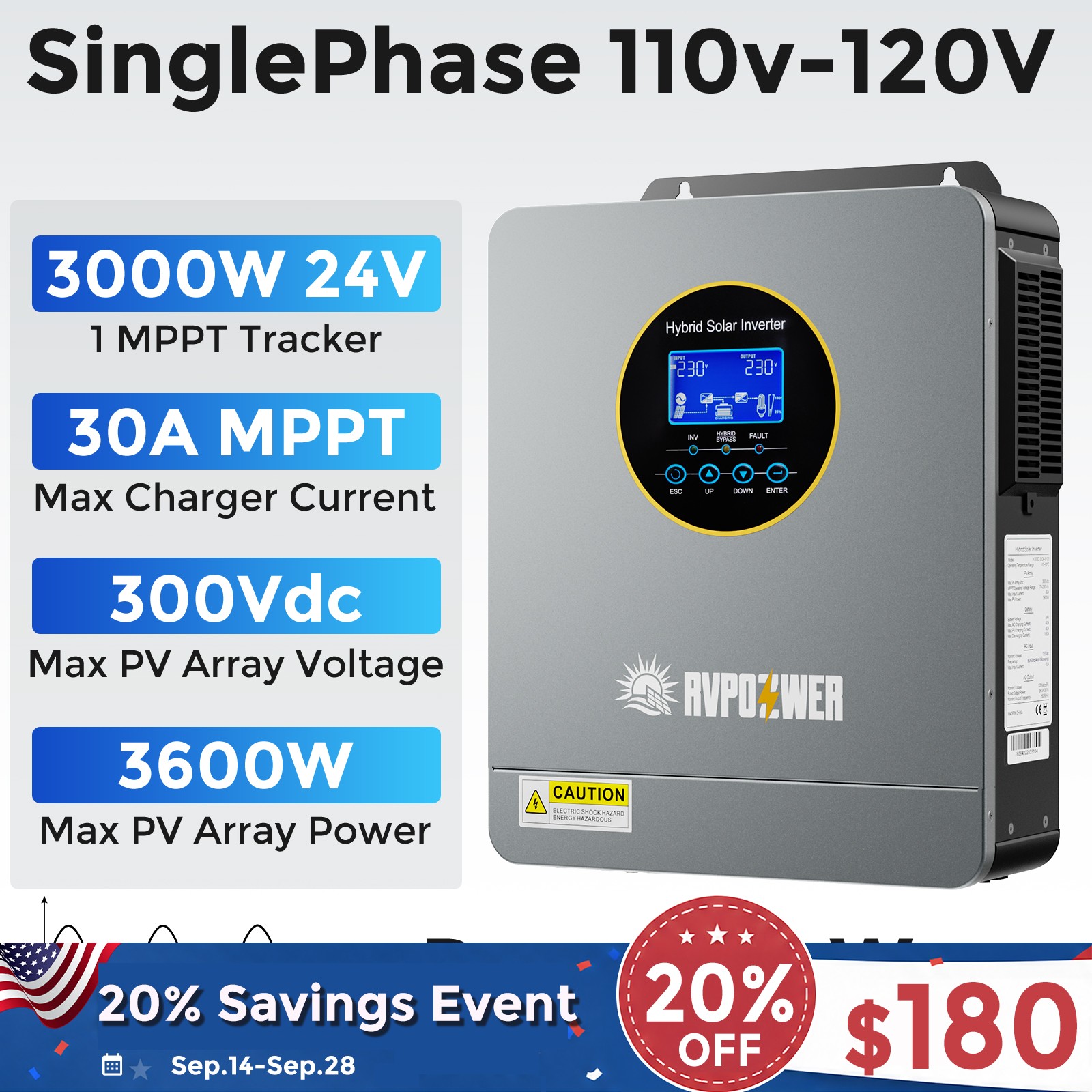 Solar Hybrid Inverter 3KW 24V-120V MPPT Controller Charger Pure Sine Split Phase Solar Hybrid Inverter 3KW 24V-120V MPPT Controller Charger Pure Sine Split Phase