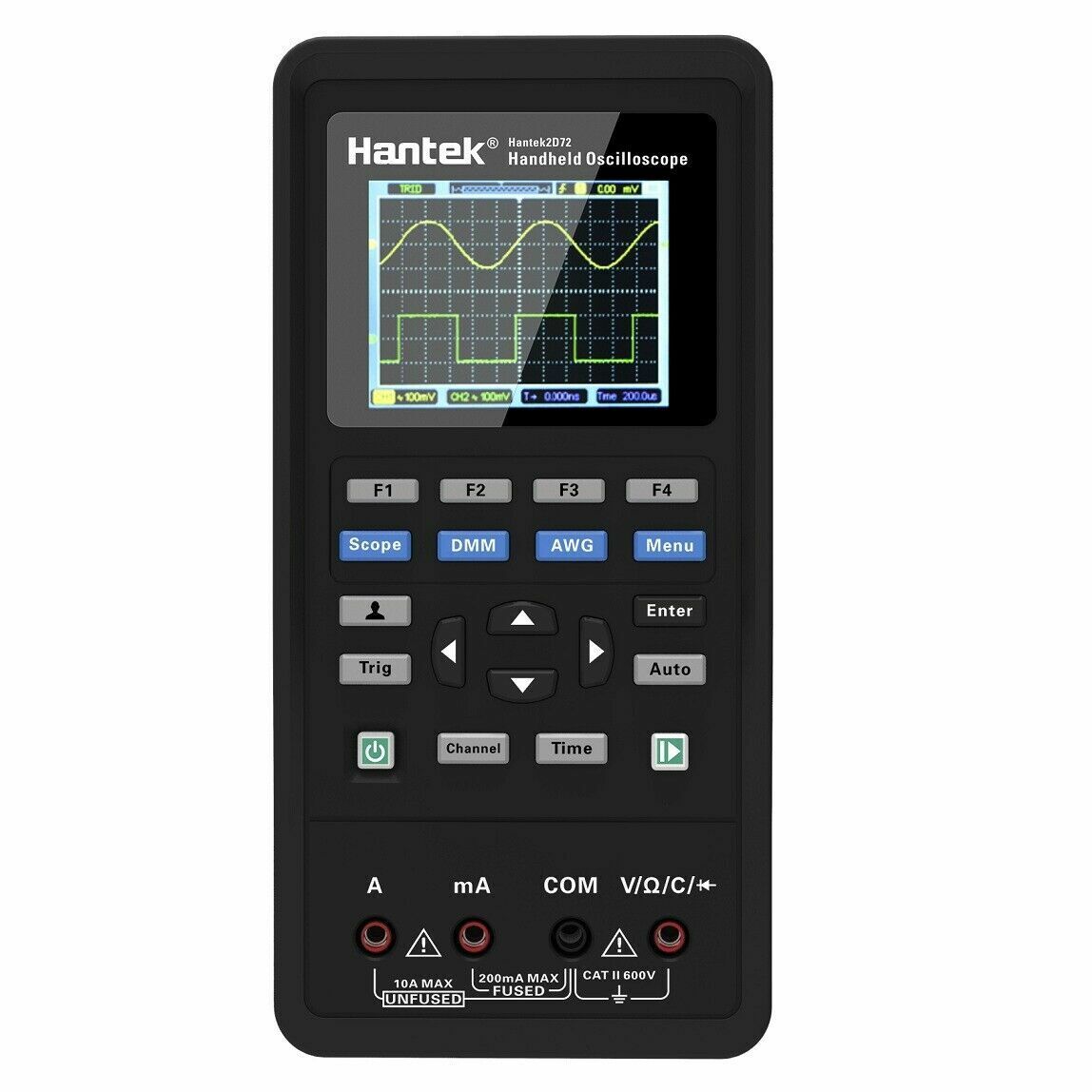 US Hantek Handheld Oscilloscope 2D72 2CH 70MHz+Multimeter + Signal Generator