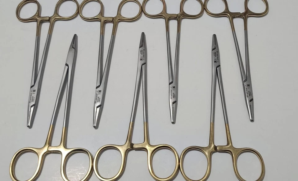 5X AESCULAP BM016R Durogrip Crile Wood TC Tungsten Carbide Needle Holders 5X AESCULAP BM016R Durogrip Crile Wood TC Tungsten Carbide Needle Holders