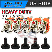 5X Toggle SWITCH ON/OFF Heavy Duty 30A 125V SPDT 2 Terminal Car Boat Waterproof  picture