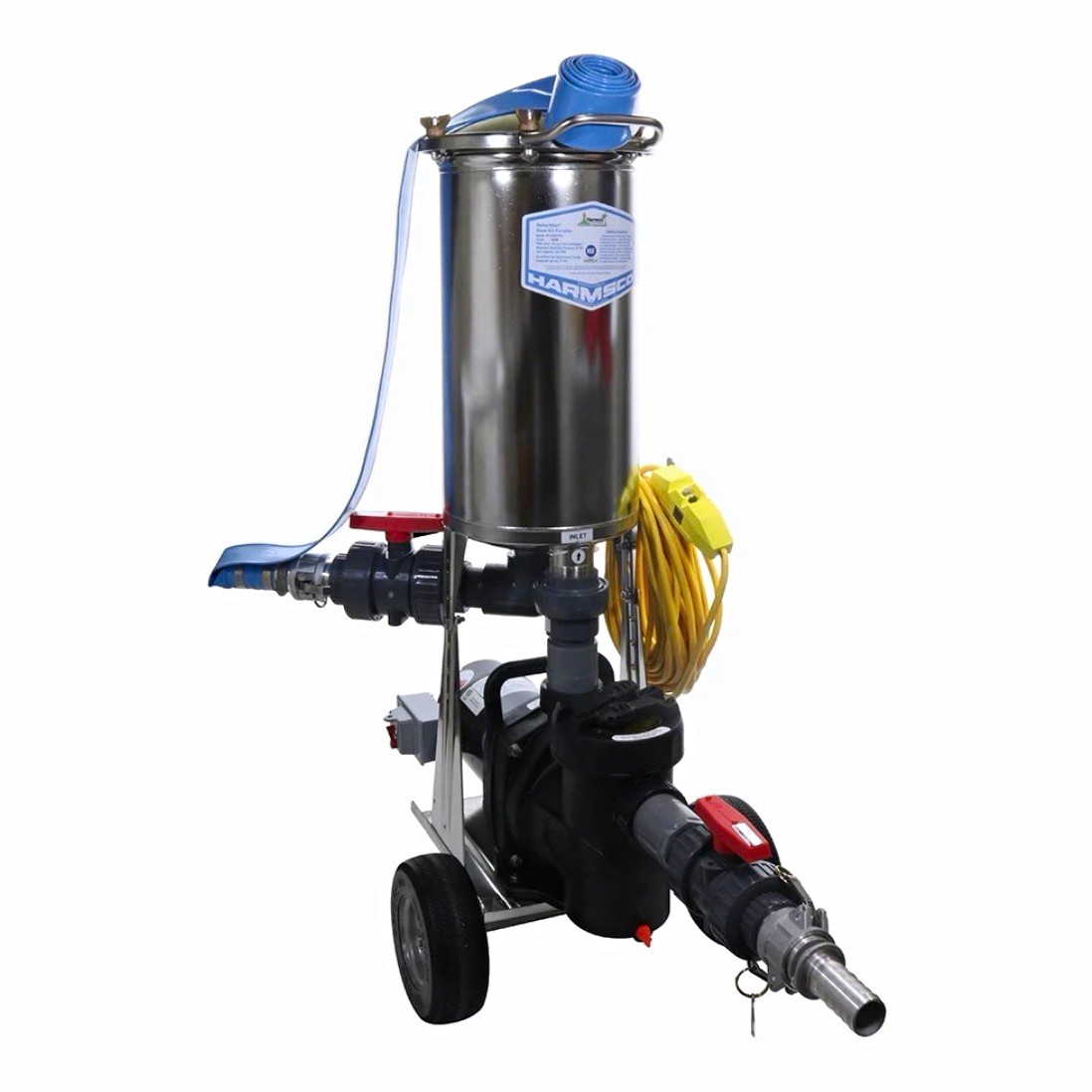 HARMSC0 Portable Industrial Pump Unit w/ Wheeled Cart, Stainless Tank, Hose HARMSC0 Portable Industrial Pump Unit w/ Wheeled Cart, Stainless Tank, Hose