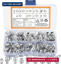 60pcs Metric & SAE Hydraulic Lubrication Grease Zerk Fittings Assortment Set, US picture
