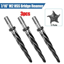 3 Pcs 7/16'' Bridge Construction Reamer Drill Bit, M2 HSS Taper Chucking Reamer picture