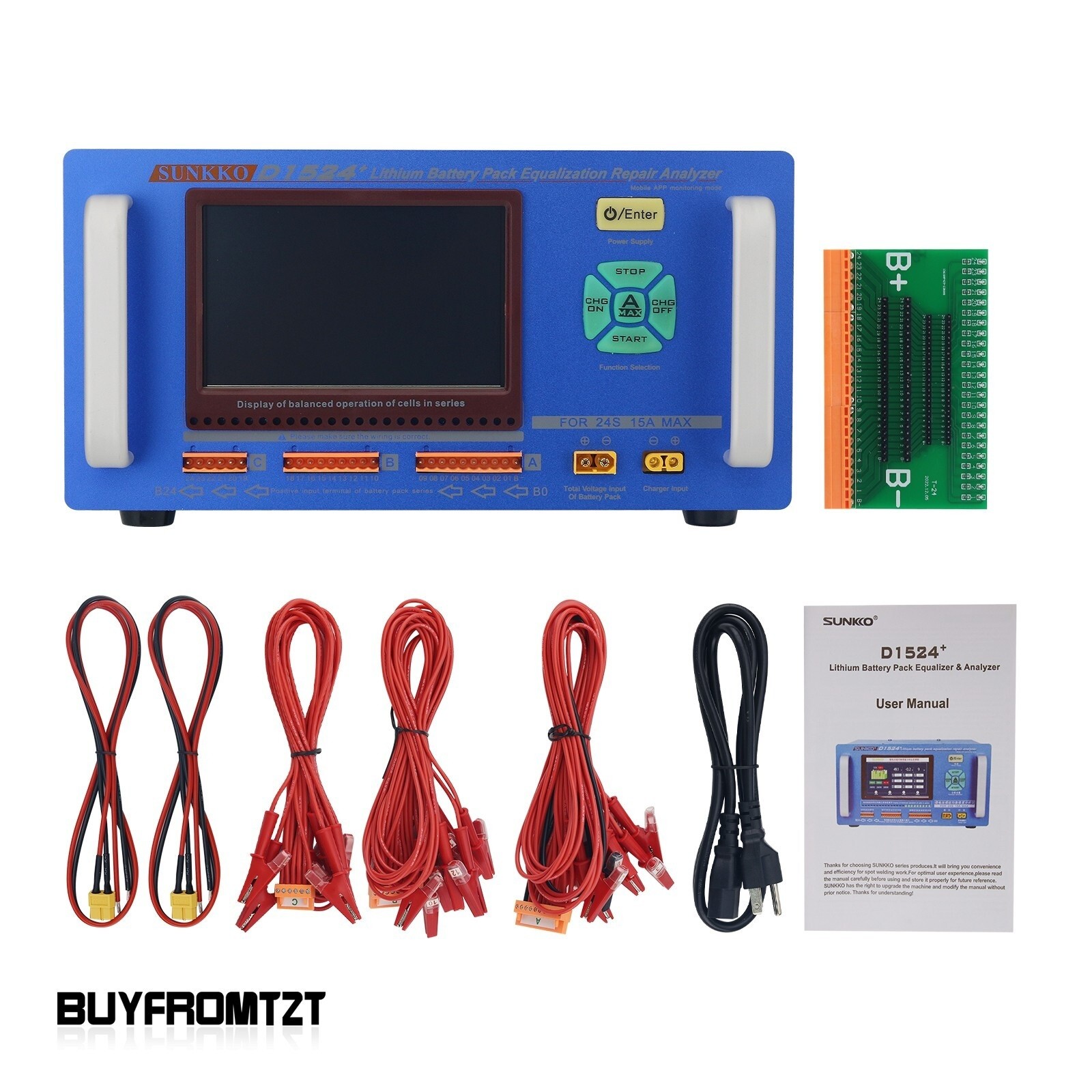 SUNKKO D1524+ 15A Pack Equalizer Analyzer 2S-24S Batteries Balancer *hh