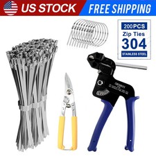 Heavy Duty Metal Zip Ties Stainless Steel Cable Tie Gun Tool Kit 200PCS Zip Ties picture