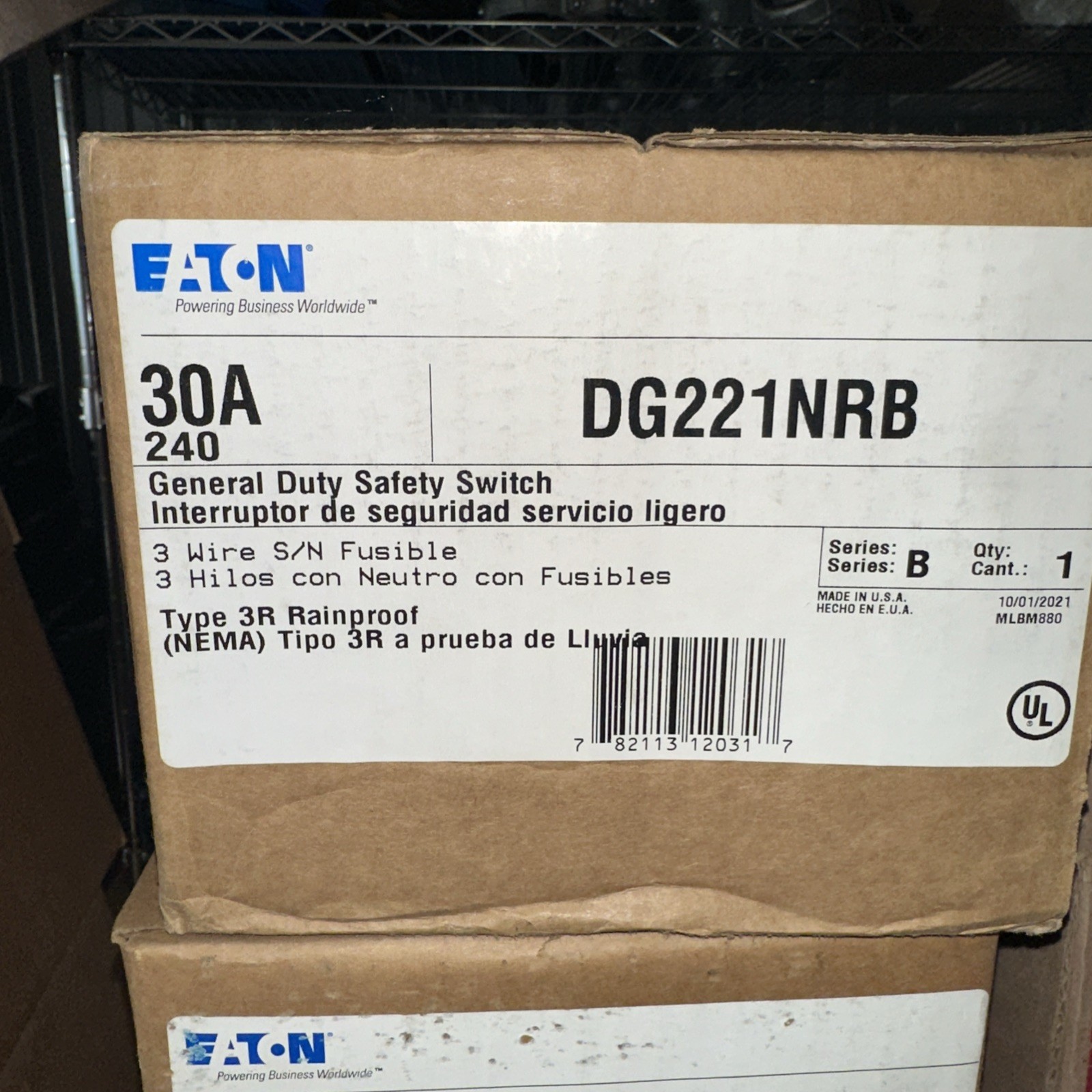 Eaton DG221NRB General Duty Fusible Safety Switch 30A 3Wire 240V Rainproof 3R Eaton DG221NRB General Duty Fusible Safety Switch 30A 3Wire 240V Rainproof 3R