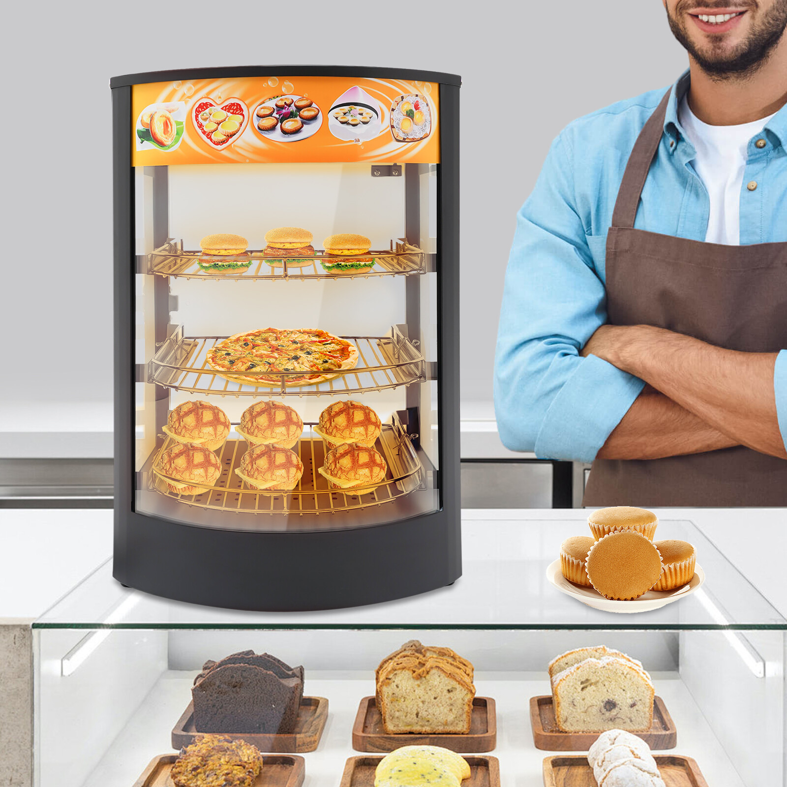 3-Tiers Tabletop Commercial Food Warmer Display Case Food Warming Cabinet 800W 3-Tiers Tabletop Commercial Food Warmer Display Case Food Warming Cabinet 800W