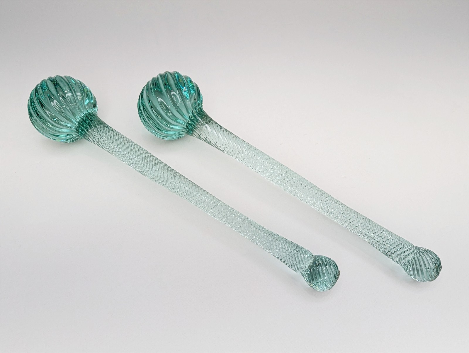 Antique Pair Blue Twisted Glass Laboratory Stirring Rods 18th-19th C Scientific Antique Pair Blue Twisted Glass Laboratory Stirring Rods 18th-19th C Scientific