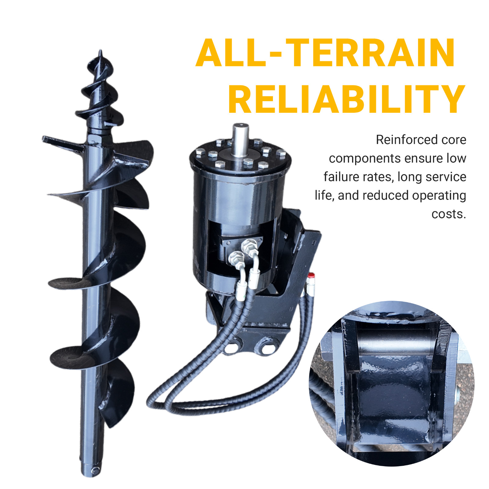 200mm Diameter Auger Drill with Hoses for 1Ton-1.8Ton Mini Excavator USA Stock 200mm Diameter Auger Drill with Hoses for 1Ton-1.8Ton Mini Excavator USA Stock