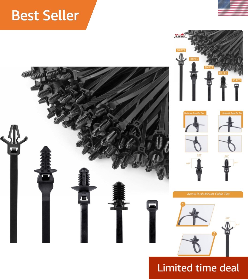 160Pcs Nylon Universal Cable Tie Buckle Zip Tie Clips Automotive Rivet Push M... 160Pcs Nylon Universal Cable Tie Buckle Zip Tie Clips Automotive Rivet Push M...