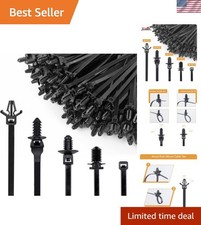 160Pcs Nylon Universal Cable Tie Buckle Zip Tie Clips Automotive Rivet Push M... picture