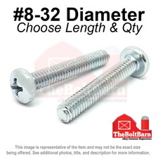 #8-32 Phillips Pan Head Machine Screws Bolts Zinc Coarse (Pick Length & Qty) picture