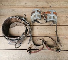 Vintage Mallory Tree Climbing Spikes Gaffs with Buckingham Shafts Climbing Belt picture
